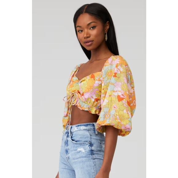 Show Me Your MuMu Jenna Cropped Top Groovy Blooms Size‎ XS - Picture 2 of 12